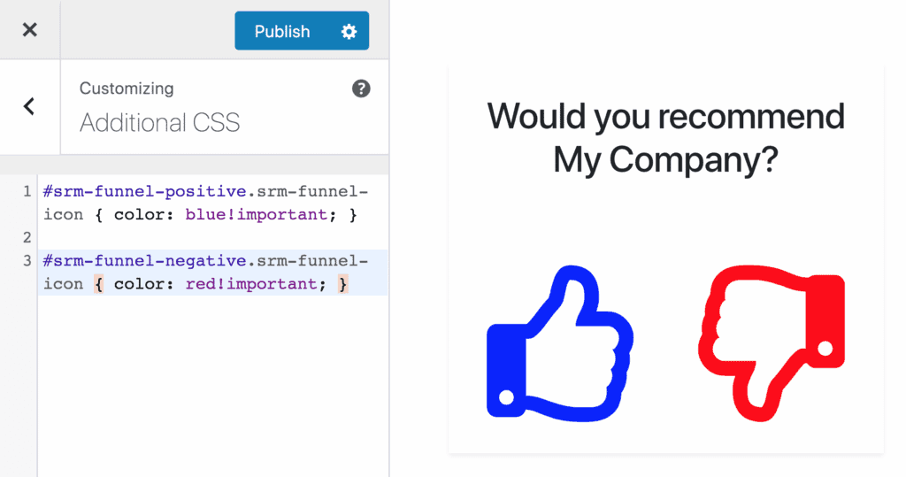 5 Cool Ways to Customize Starfish Reviews That You (Probably) Didn't Know About 4 Funnel with customized feedback button colors.
