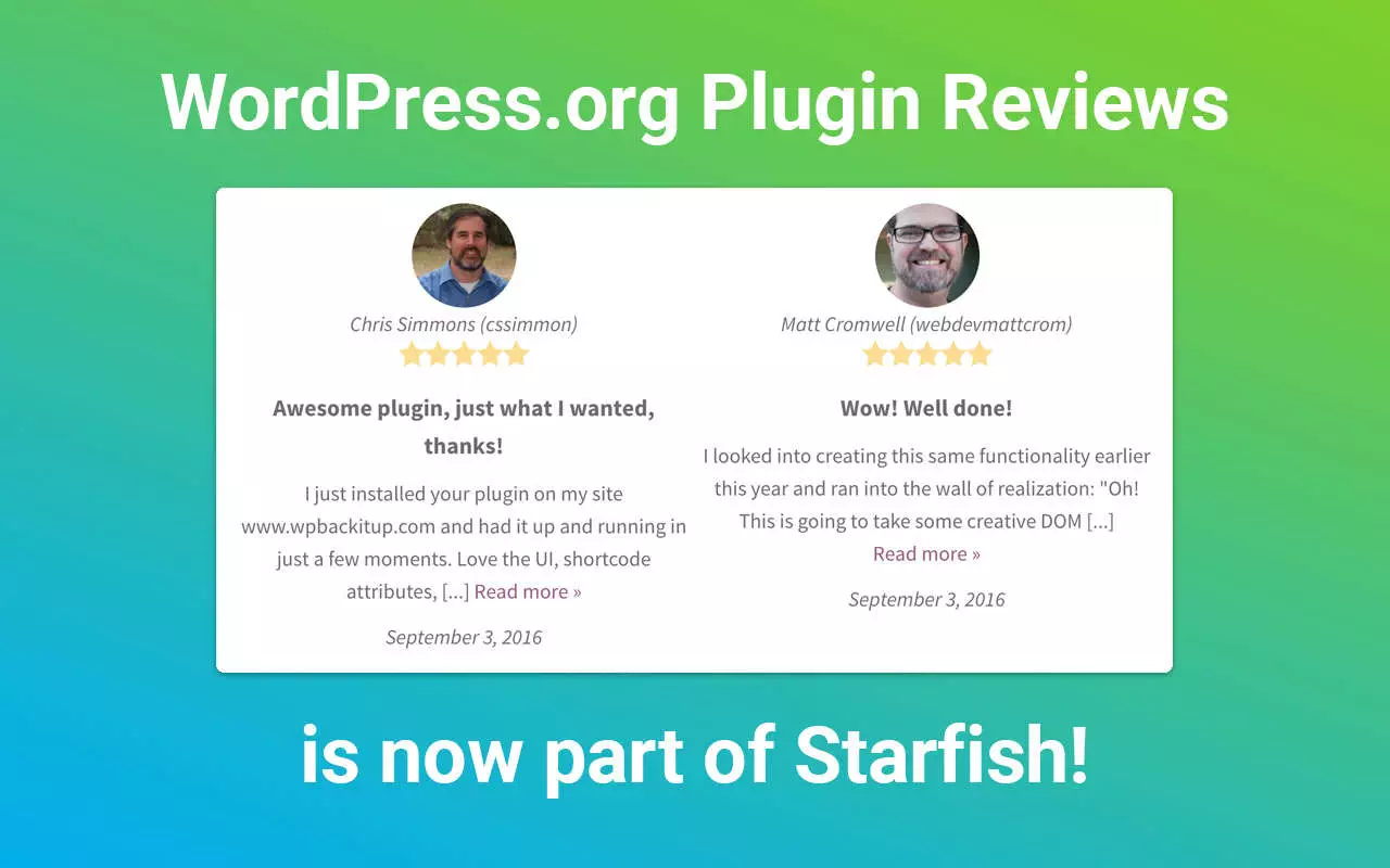 wordpress plugin reviews owned starfish