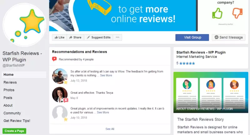 Starfish Reviews - Facebook Recommendations