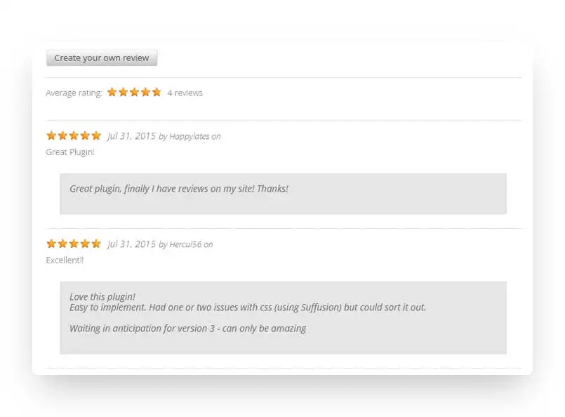 WP Customer Reviews Reviews