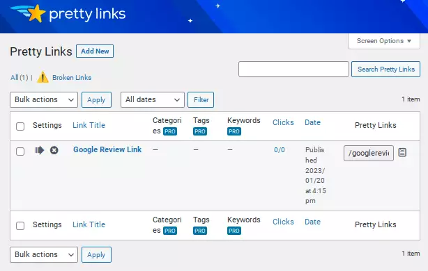 Pretty Links - Copy to Clipboard
