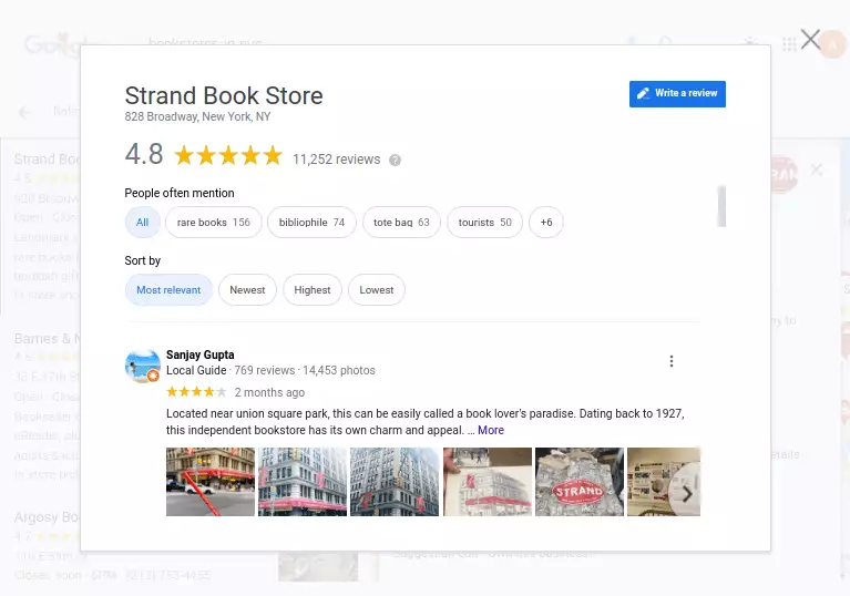 Google Reviews - Strand Book Store