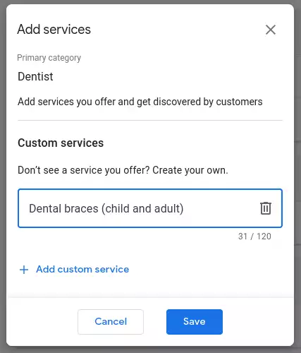 Google Business Profile - Custom Service